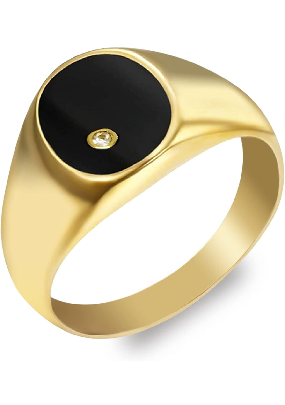 Chevalière plaqué or petit diamant